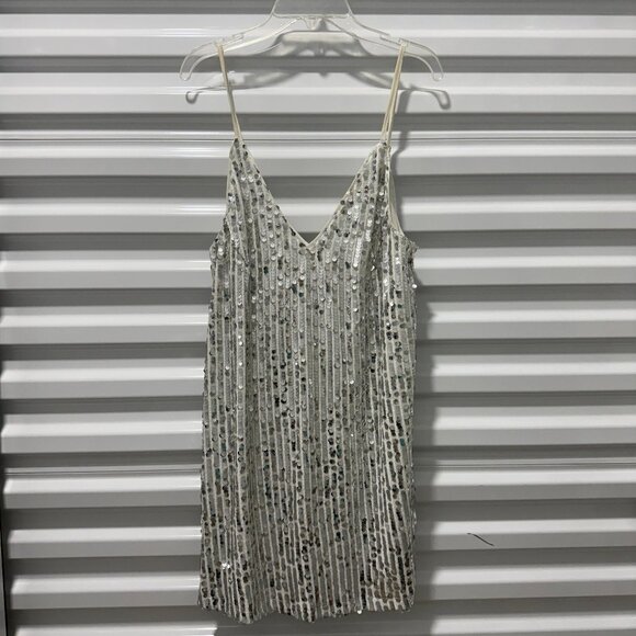 Buddy Love Mini Dress Size XS Silver Sequin Party Embellishment Sparkly Cocktail - Picture 2 of 7